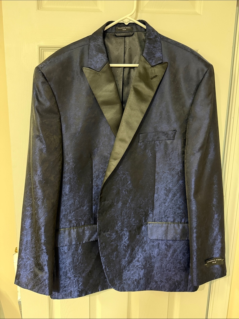 Men's Navy Blue Tuxedo Blazer with Satin Lapel Shaquille O’Neal XLG